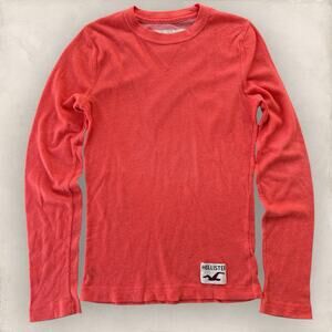 Hollister Mens Long Sleeve Tee Thermal Size Small Logo Base Layer Y2K Coral Vtg